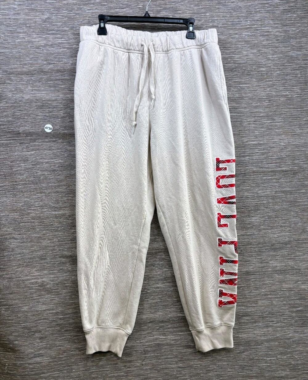 Victoria Secret PINK Everyday Lounge Relaxed Jogger Womens Sz XL Beige Red Plaid